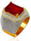 Uloveido Männer Gold Plated Emerald Cut Simulierter Roter Rubin Ring Hochzeit Verlobungs Bands Versprechen Ring für Ihn Juli Birthstone Ring für Vater Dad Boy-friend (Größe 18.8) RA408