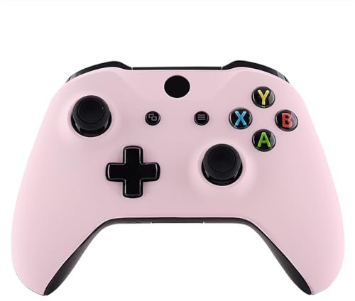 eXtremeRate Carcasa para Xbox One S/X Accesorios Protectora Suave al Tacto Placa Frontal Funda Delantera Kit de reemplazo Cubierta Shell para Xbox One X S Control-Model 1708 (Sakura Rosa)