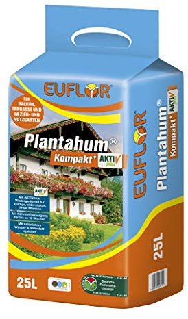 Euflor Plantahum Kompakt AKTIVplus 25 L Beutel Premium Pflanzerde für Balkon&Garten-gesundes Pflanzwachstum- 12 Wochen Grunddünger-verbessert die Bodenverhältnisse
