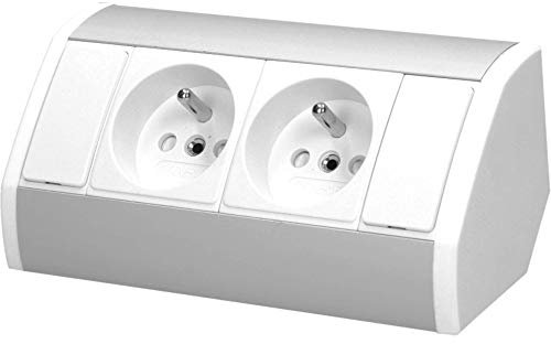 ORNO GM-9005/W-G 2 Enchufes Cocina Montaje En Superficie de 45 ° 3680W para Cocina, Oficina y Encimera Blanco