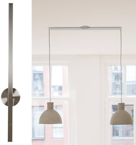 Lightswing Twin Aufhängesystem für zwei Hängelampen - Edelstahl 90cm - Müheloses Schieben, Drehen und vorübergehendes Abnehmen der zwei Pendelleuchten