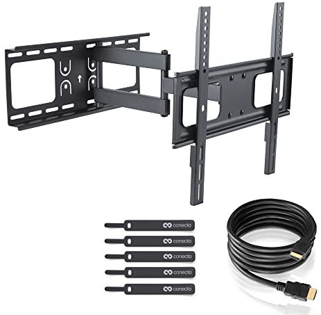 TV Wandhalterung für 32-55 Zoll (ca. 81-140cm) Flach & Curved LCD LED OLED Fernseher & TFT Monitor | Schwenkbar Neigbar Ausziehbar | Wand Halter Fernseher Halterung | VESA 200x200-400x400 | Schwarz