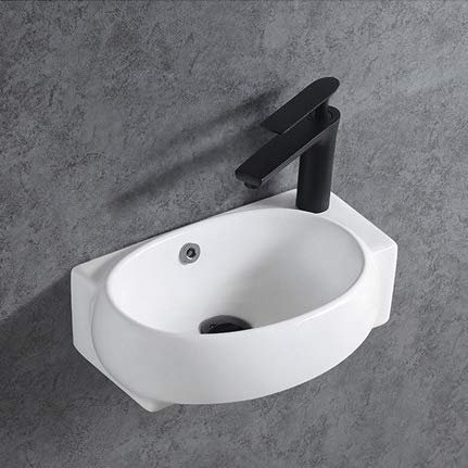 Lave-mains d'angle fonte minérale KW198 - blanc brillant - 42 x 28 x 15 cm, Bonde Pop-Up:Avec couvercle suppl. chrome