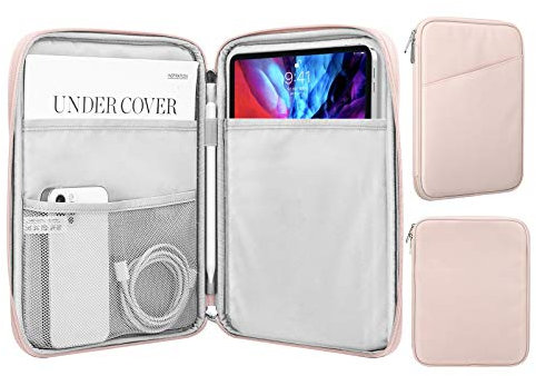 MoKo 9-11 Zoll Tablet Sleeve Tasche, Passend für 11inch iPad Air M3, iPad A16 2025, Pro 11 M4, iPad 10/9/8/7th, Galaxy Tab S9/S8/A8/A7, Schutztasche mit Tasche, Rosa