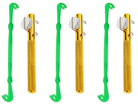 The Lord of the Tools Angelhaken mit grünem Knoten, goldener Haken, Bindevorrichtung, Kunststoff, Schnellbindungs-Set, Angelhaken, Angelhaken, Angelschnur, Ebene für Angler-Winkel