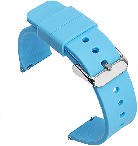 Shieranlee Silicone 14MM Silikon Uhrenarmband mit Edelstahl Silberne Schnalle, Schnellverschluss