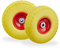 Relaxdays Roue de Diable Set de 2, Caoutchouc 260x85 mm, increvables, 16mm, 4.1/3.5-4 essieu, jusqu'à 150kg, Jaune-Rouge