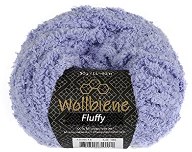 Wollbiene Fluffy Fransenwolle Wolle, Kuschelweich 50g, Plüschtier, Fransengarn zum häkeln Strickwolle, Babywolle, crochet yarn (lila 13)