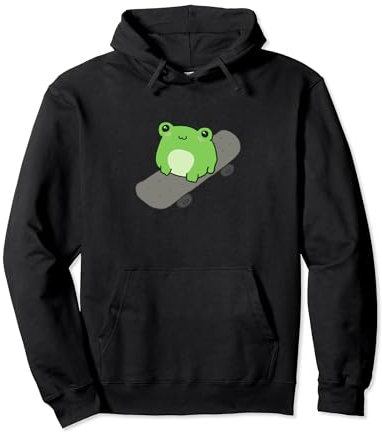 Netter Frosch auf Skateboard - Kawaii Ästhetischer Frosch Pullover Hoodie