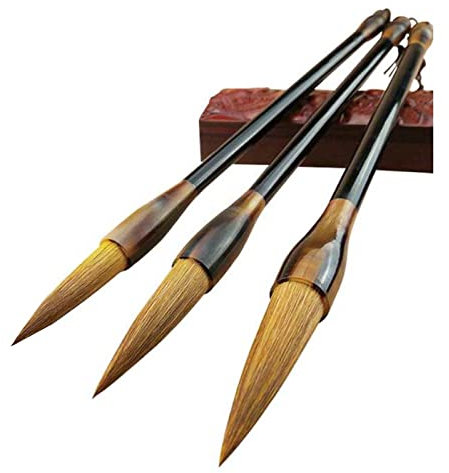 Lot de 3 pinceaux de calligraphie chinoise pour calligraphie japonaise Kanji Sumi - 3 tailles pour débutants