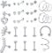 Milacolato 30Pcs Piercing Ohr für Damen Edelstahl,Forward Helix Tragus Conch Piercings Ohr Set,Septum Labret Piercing Clicker Ring,Helix Ohrknorpel Ohrpiercing Piercing Stecker Schmuck Silber