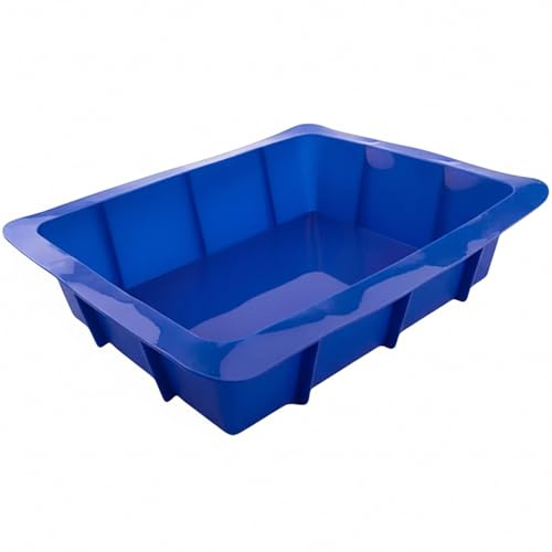 XXL Silikon Auflaufform zum Backen und Kochen (Blau) Antihaft, Ofenfest, Gefriergeeignet 30 x 20 cm, XL Airfryer Form, BPA-Frei, Kastenform Backform Kuchenform Silikonbackform SiIlikonform Lasagneform