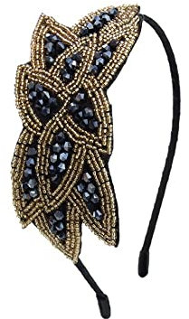 Handgefertigtes Flapper Haarband mit Strasssteinen, Retro-Kopfschmuck mit Perlen und Blättern, Haarschmuck für Kostümpartys
