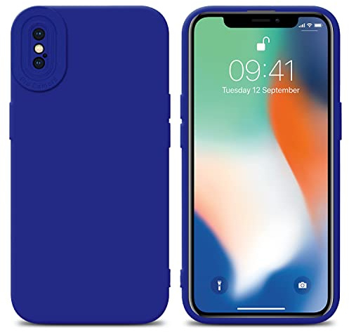 Cadorabo Hülle kompatibel mit Apple iPhone X/XS Schutzhülle TPU Silikon Case Liquid Design mit Kameraschutz Slim Kratzfest Weiche Gummi mit Rundumschutz Case Hülle für iPhone X/XS in Blau