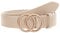 SUOSDEY Ledergürtel weiches Leder Damen Gürtel mit runder Schnalle zwei Ringen, Jeansgürtel für Frauen beige