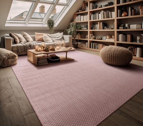 Paco Home Outdoor Teppich Flachgewebe Sisaloptik Modern Einfarbig meliert wetterfest & pflegeleicht Küchenteppich Ideal für Terrasse Balkon Garten, Grösse:140x200 cm, Farbe:Pink