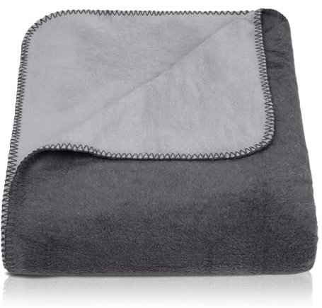 BOHORIA® Kuscheldecke Cozy Cotton 150x200cm | Winterdecke flauschig für Sofa, Sessel & Bett | Baum-Wolldecke Sofadecke Wohndecke (Lavastone)