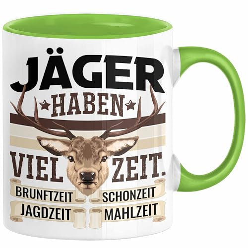 Trendation - Jäger Haben Viel Zeit Tasse Geschenk für Jäger Becher Männer Spruch Jagd Jagen (Grün)