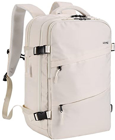 HOMIEE Travel Laptop Backpack 15.6 Inch,45x36x20cm Cabin Bag EasyJet Underseat Carry On Backpack,32L Hand Luggage Rucksack,Water Resistant Casual Daypack with Wet Pocket for Men Women White