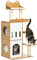 PawHut Arbre à Chat Arbre à Grimper Hauteur 133 cm griffoirs grattoirs 2 niches Plate-Formes 5 Coussins sisal Naturel Blanc