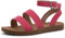 Herstyle Needed me - Sandalias planas para mujer, puntera abierta, dos bandas, elegantes, color negro, tostado, blanco, sandalias planas con correa al tobillo, ligeras, cómodas para el verano, Fucsia