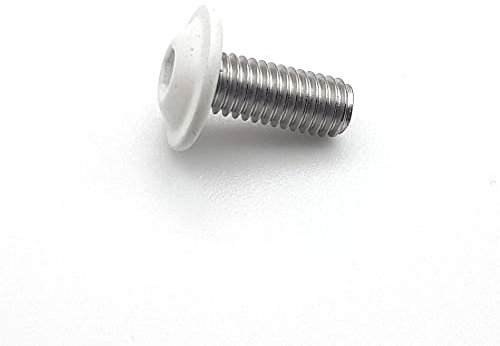 Vis à métaux M6x16 mm RAL 9010 blanc pur tête bombée six pans creux à embase Inox A2 par 50