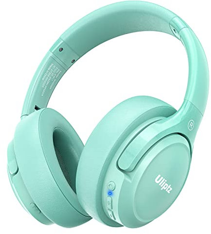 Uliptz Cuffie Wireless Bluetooth, 65 Ore Di Riproduzione, 6 EQ Modalità di Suono, Cuffie Senza Fili Stereo HiFi Over Ear con Microfono, Cuffie Bluetooth 5.3 per Viaggio/Ufficio/Telefono/PC (Verde)