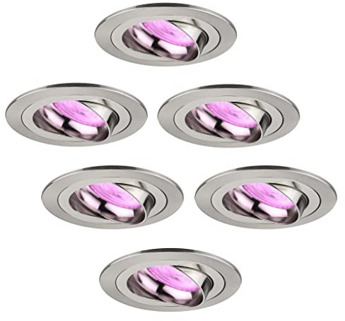 Ledvion - 6X SMART LED Einbaustrahler Tokyo, Edelstahl, Dimmbar, Rund, RGBWW, 2 Jahre Garantie