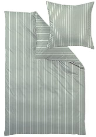 Curt Bauer Mako-Brokat-Damast Bettwäsche Belluno Salbei, 1 Bettbezug 135 x 200 cm + 1 Kissenbezug 40 x 80 cm