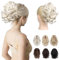 REECHO Pferdeschwanz Haarverlängerung, 23 cm Kurze lockige gewellte Haarklammer Haarteil Pferdeschwänze Haarverlängerungen Haarteile für Frauen Ponytail Extension - Platinblond