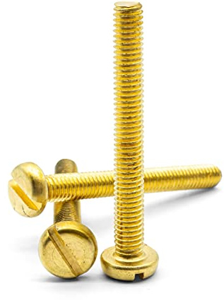 Hippo Hardware M4 (4mm X 50mm) Solid Brass Slotted Pan Head Machine Screws Slot Drive Bolts DIN85 (Pack of 10)