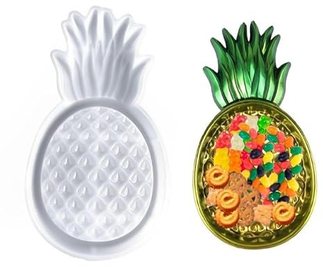 DeryArcle Silikonform Tablett Ananas, Epoxidharz Formen Untersetzer Harzformen Ovale Teller Gießform Resin Mold Tray für DIY Schmuck Platte Ornamente Aufbewahrungsbox Handwerk Heim Dekor