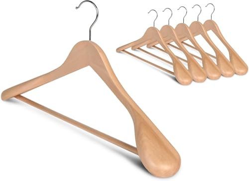 StorageWorks Extra Breite Schulter Holzkleiderbügel, 6er-Pack, Kleiderbügel aus rotem Zedernholz, Anzugbügel Holz, rutschfeste Kleiderbügel für schwere Jacken und Mäntel, natürliche Holzfarbe
