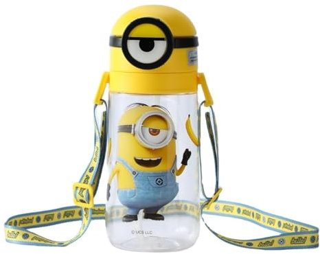 MINISO Minions Insulated Water Bottle with Straw 20 oz Travel Tumbler with Lid Holder Compatible Cup BPA-Free Bottle with Strap for girls and kids| School Office Home
