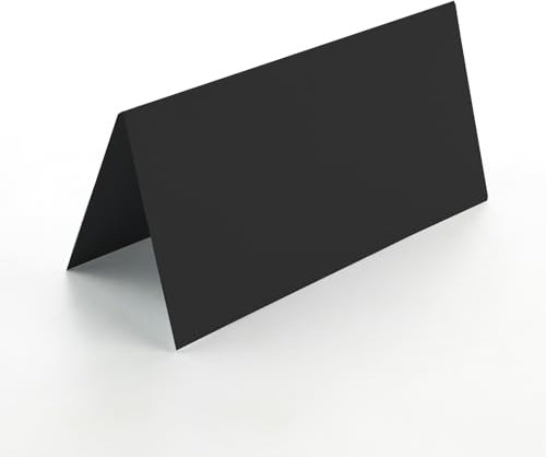100 Stück Tischkarten blanko, 10 x 5 cm, als Platzkarten, Namensschilder, Geburtstage, Hochzeiten, Taufe, table reservation usw (Schwarz)