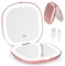 wobsion Miroir de Poche Rechargeable, Miroir de Maquillage pour Voyage, Petit Grossissant 1x/10x Miroir Lumineux pour Femme, Double Face Lumière Dimmable LED Miroirs pour Sacs à Main, 10cm, Or Rose