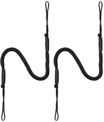 EFUTURETIME 2 x Bungee Dock Line Boot Festmacherleine 10cm (4FT), Festmacher Seil mit Auge Schwarz, Boot Zubehörteile für Schiffe, Motorboote, Kajak, Kanu, Surfen