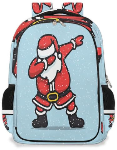 TropicalLife Lustiger Weihnachtsmann-Rucksack, Schule, Büchertasche für Kinder, Mädchen, Jungen, Weihnachtsmann-Rucksack, 22 l, Reisen, lässig, Laptop-Tasche, Tagesrucksack für Männer und Frauen,