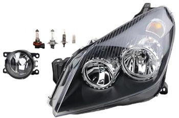 Johns, Scheinwerfer Halogen Front passend für Opel Astra H 03/2004 - H7 H1 Links Fahrer + Nebelscheinwerfer + Leuchtmittel
