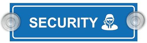 Indigos UG - Schild Security - 20 x 6 cm - Saugnapfschild - Aluverbund - Innenbefestigung für Ihr Auto - UV-Beständig - Einsatzschild - Hinweisschild - Warnschild