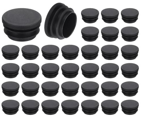 QUARKZMAN 36 Pcs Bouchon en Plastique Rond, Bouchons d'Extrémité de Tube Noirs, 35mm(1.38 Pouce) pour Pieds de Meubles, Protection de Glissement pour Chaise, Canapé, Table, Étagère