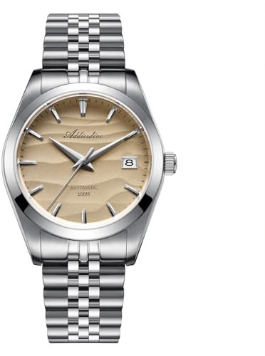 ADDIESDIVE Montre Automatique pour Homme NH35A Mouvement mécanique analogique Verre Saphir Cristal Café Jaune Cadran 39 mm, Acier Jaune café 2059