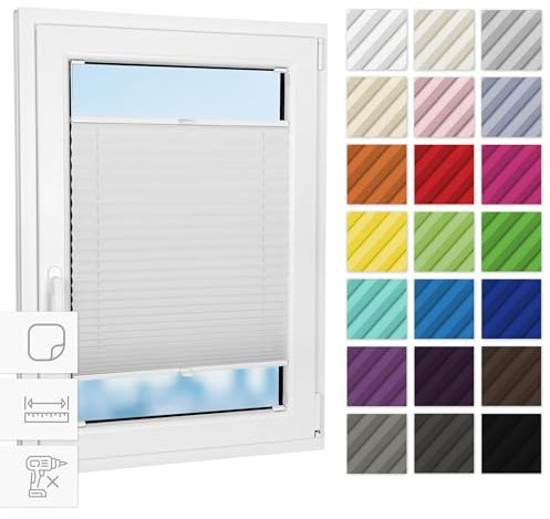 Estika Plissee zum kleben innenrahmen - Weiß - 40 cm x 120 cm - Plissee ohne Bohren, Plissee kleben, Rollos für Fenster ohne Bohren, Jalousien Fenster für innen, Fenster plissee