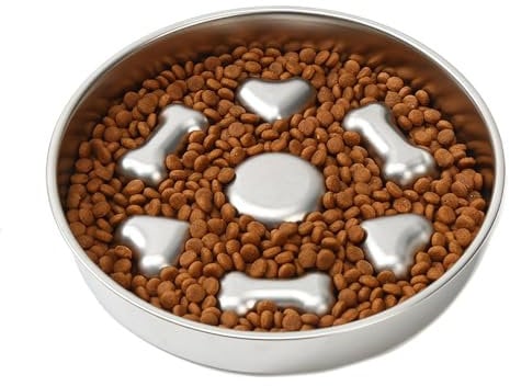 Slow Feed Bowl Dog - Stainless Steel Puzzle Feeders Dog | Metal Slow Feeder Dog Bowl | Slow Feeder Dog Bowl Stainless Steel | Dog Water Bowl Bloat Stop Pet Bowl For Fast Eaters