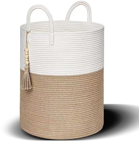 Corbeille à Linge 38 x 50 cm Panier en Corde de Coton,Panier Jouet,Panier de Rangement pour Chambre D'enfant,Salle de Bain,Salon, Buanderie