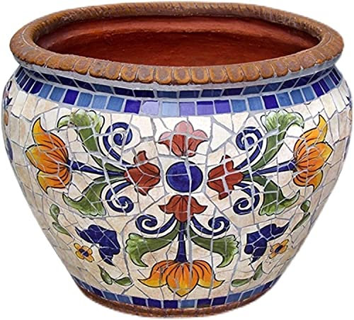 CNBYDK Vaso da Fiori Grande per Esterno in Cemento Fatto a Mano Ceramica Colorata di Grande Diametro Vecchio Bacino Principale in Terracotta Vasi Rotondi smaltati in Terracotta