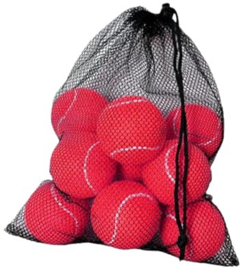 Perfeclan 12 Stück Tennisbälle Spielbälle Workout Üben mit Kordelzugbeutel Übungsbälle Trainingsbälle für Hallensport, ROT