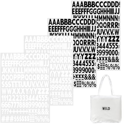 Vinyl Buchstaben zum Aufbügeln, 4 Blatt Buchstaben Aufbügeln, 1 Zoll Bügelbuchstaben für Textilien, Buchstaben Zahlen zum Aufbügeln für Kleidung T-Shirt DIY Basteln(Weiß Schwarz)