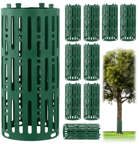QWORK® 10 Pièces Protections Tronc Arbre, Protection de Tronc Arbre Plastique avec Crochets de Verrouillage, Protection Arbre Résistante aux Intempéries