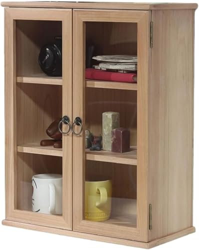 CONGRUI Aufbewahrungsschrank mit 3 Ebenen, Massivholz, Vitrine, Teetassenhalter, Tasse, Vitrine, Bücherregal, kleine Küche, Speisekammer, Schrank, Organizer